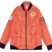 Asics’ peach-colored Podium Jackets are made to order and limited-edition, making them one of the more collectable Olympic fashion mementos. | ASICS
