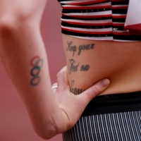 The tattoos of Canadian javelin thrower Liz Gleadle | REUTERS