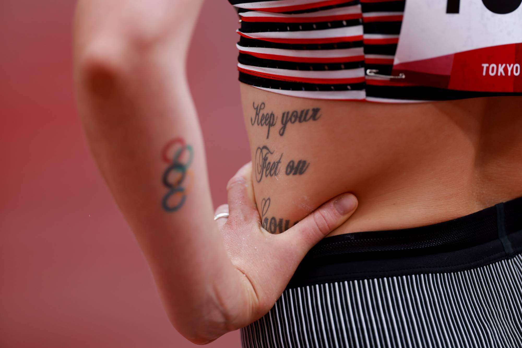 The tattoos of Canadian javelin thrower Liz Gleadle | REUTERS