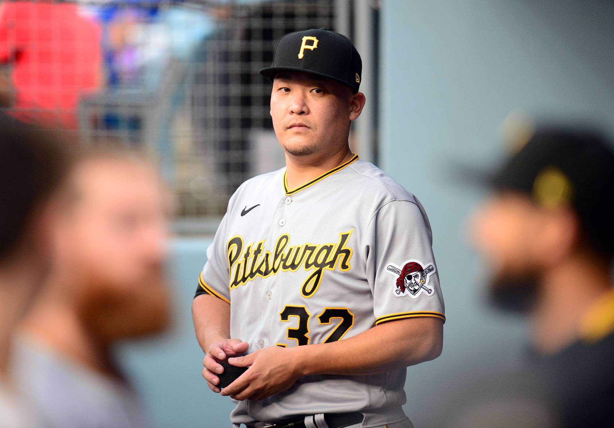 Pirates left fielder Yoshitomo Tsutsugo before a game against the Dodgers at Dodger Stadium on Monday | USA TODAY / VIA REUTERS
