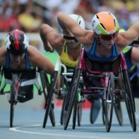 Amanda McGrory of the United States competes in a heat of the women\'s 5000-meter T54 class at the 2016 Rio Games.  | REUTERS