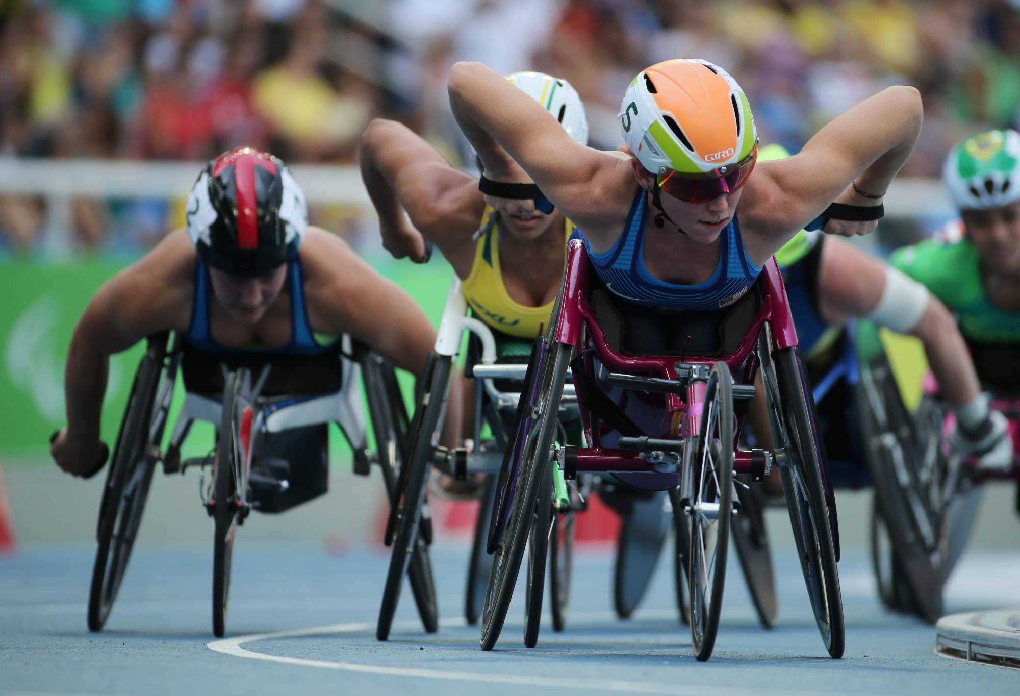 Amanda McGrory of the United States competes in a heat of the women's 5000-meter T54 class at the 2016 Rio Games.  | reuters