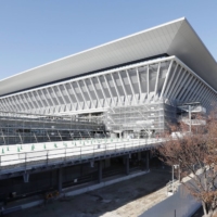 Medical experts have pushed for the temporary use of facilities owned by the Tokyo government, such as the Tokyo Aquatics Centre, as medical facilities for COVID-19 patients. | KYODO
