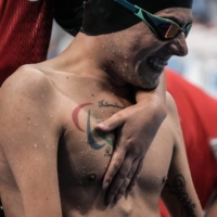 Chile\'s Alberto Abarza reacts afterwinning the final of men\'s 100-meter backstroke (S2)  | AFP-JIJI