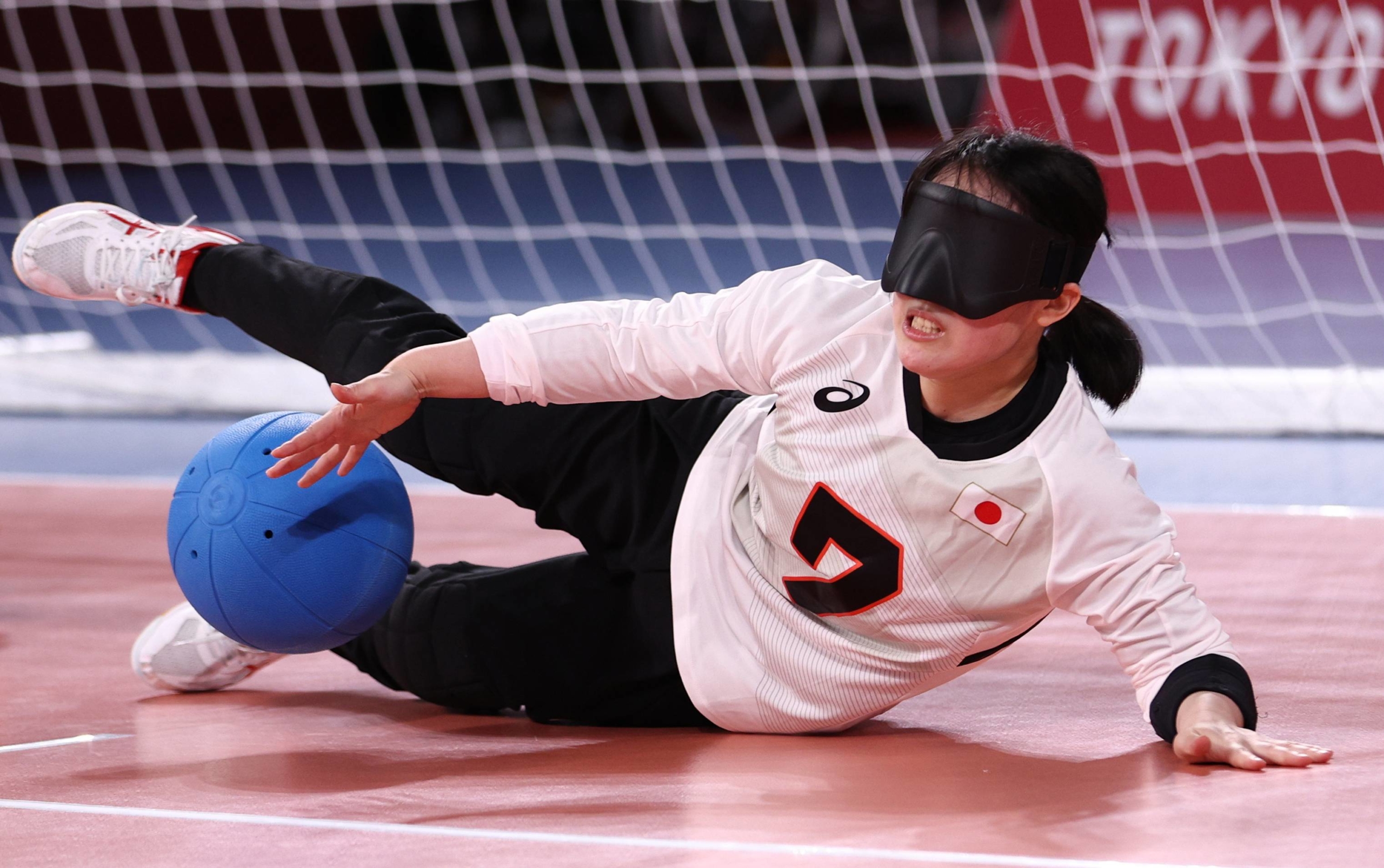 Rieko Takahashi of Japan in action against Turkey in a group match of the women's goalball competition. | REUTERS