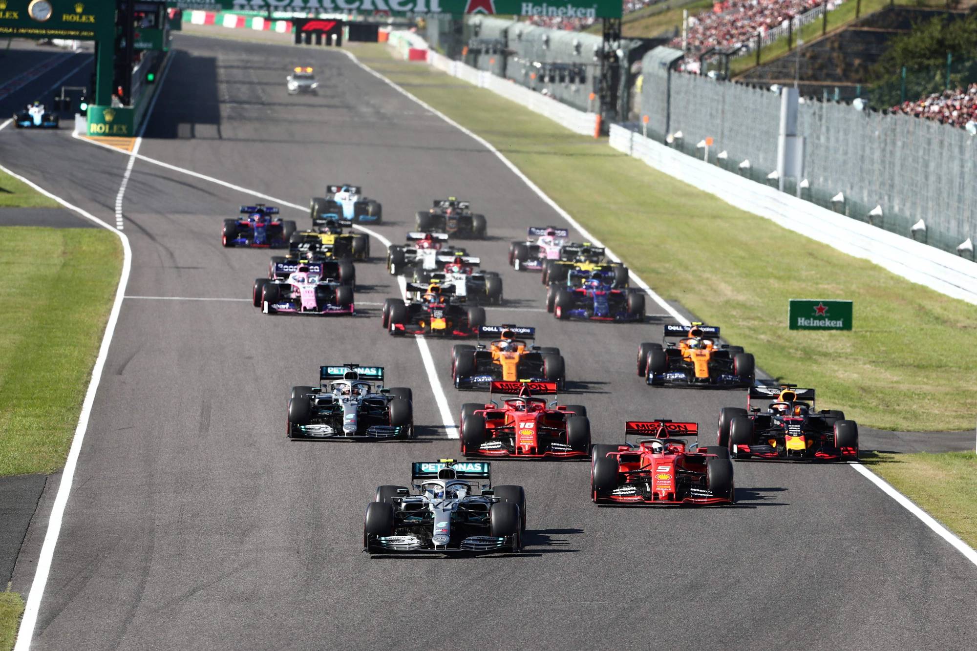 Formula One uses fuel that is equivalent to ordinary gasoline available to the public. It requires engines to use fuel that has 10% sustainable content, and the sport’s governing body, the FIA, has committed to net-zero carbon by 2030. | AFP-JIJI