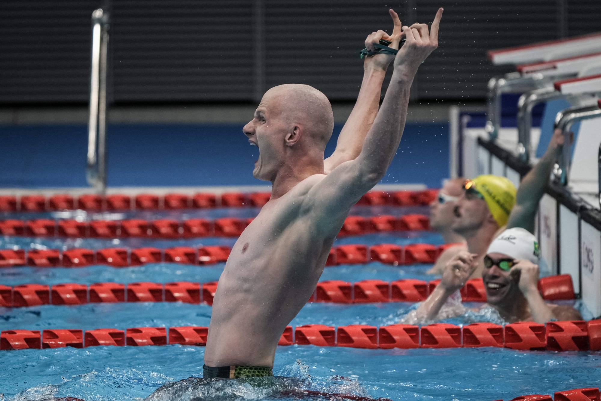 Australia's Rowan Crothers reacts after winning the final of men's 50 meter freestyle (S10) | AFP-JIJI
