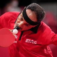Egypt\'s Ibrahim Elhusseiny Hamadtou returns a ball during the men\'s table tennis singles (Class 6) match | AFP-JIJI