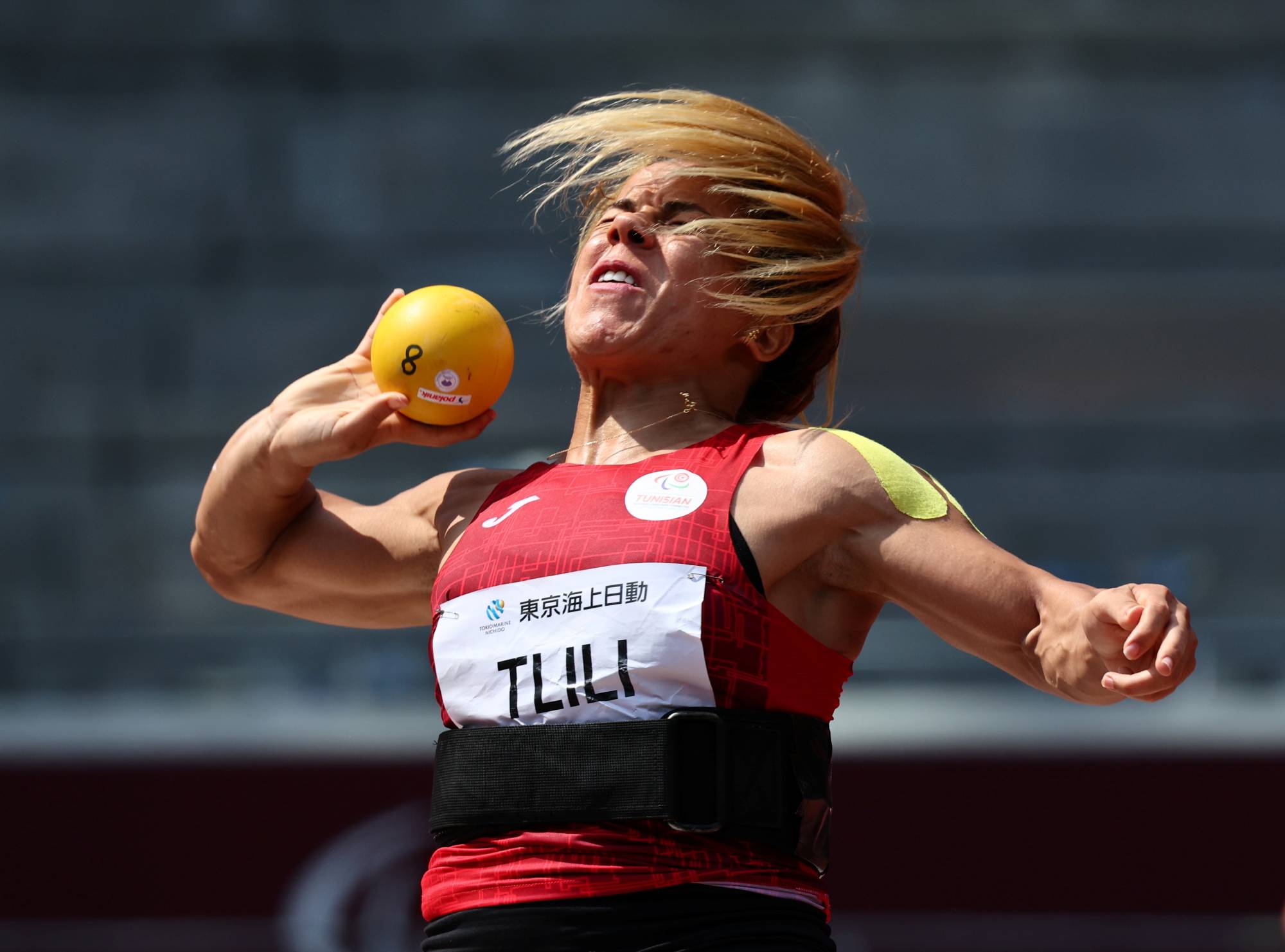 Raoua Tlili of Tunisia in action during the women's F41 shot put | REUTERS