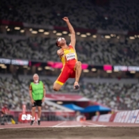 Spain\'s Xavier Porras in the men\'s long jump (T11) final | OLYMPIC INFORMATION SERVICES (OIS)