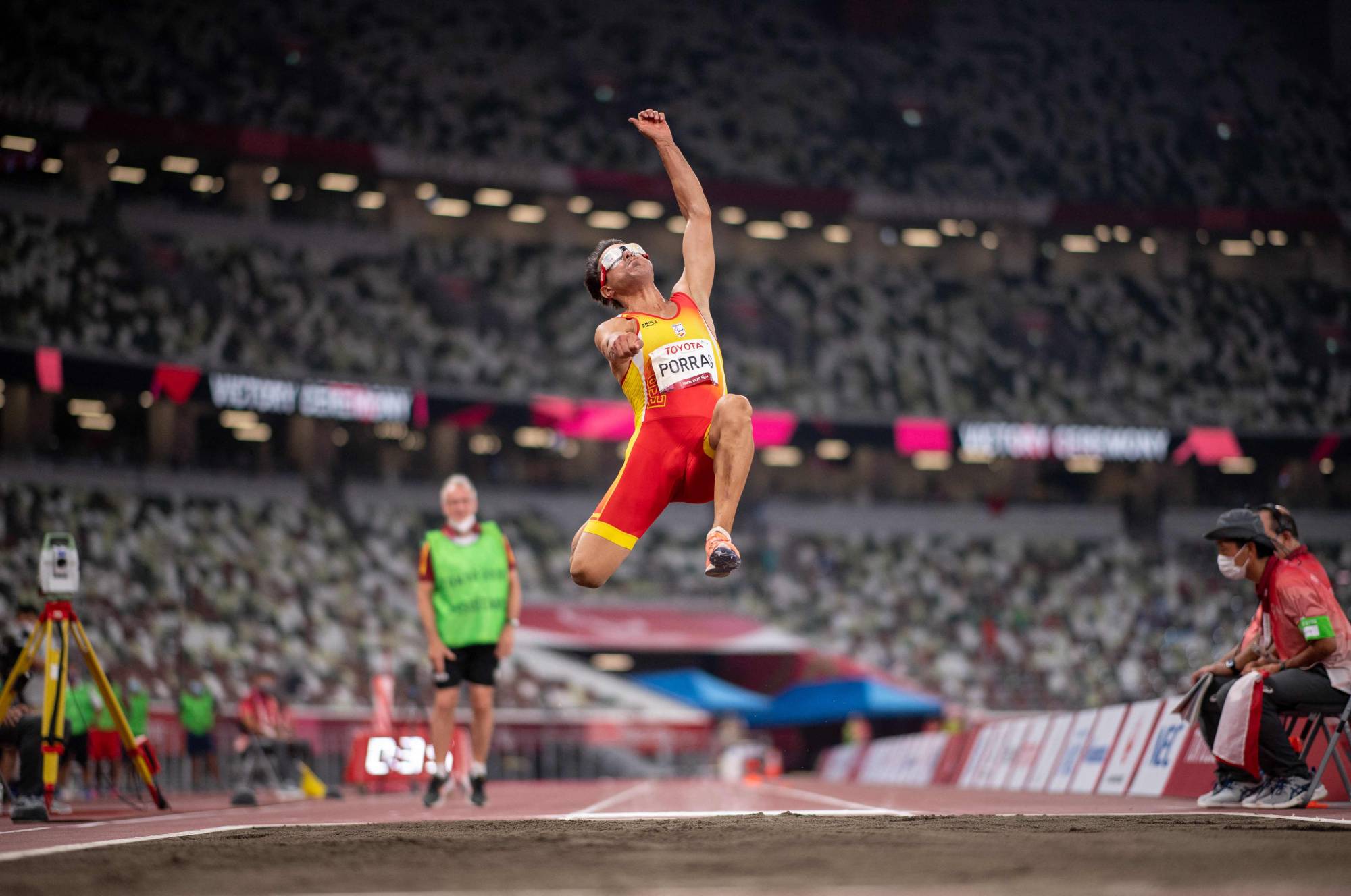 Spain's Xavier Porras in the men's long jump (T11) final | OLYMPIC INFORMATION SERVICES (OIS)