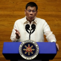 Philippine President Rodrigo Duterte delivers a speech at the House of Representatives in Quezon City, Metro Manila, on July 26. | REUTERS