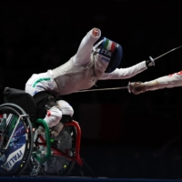 Vio in action against Zhou during their gold medal bout at Makuhari Messe in Chiba. | REUTERS