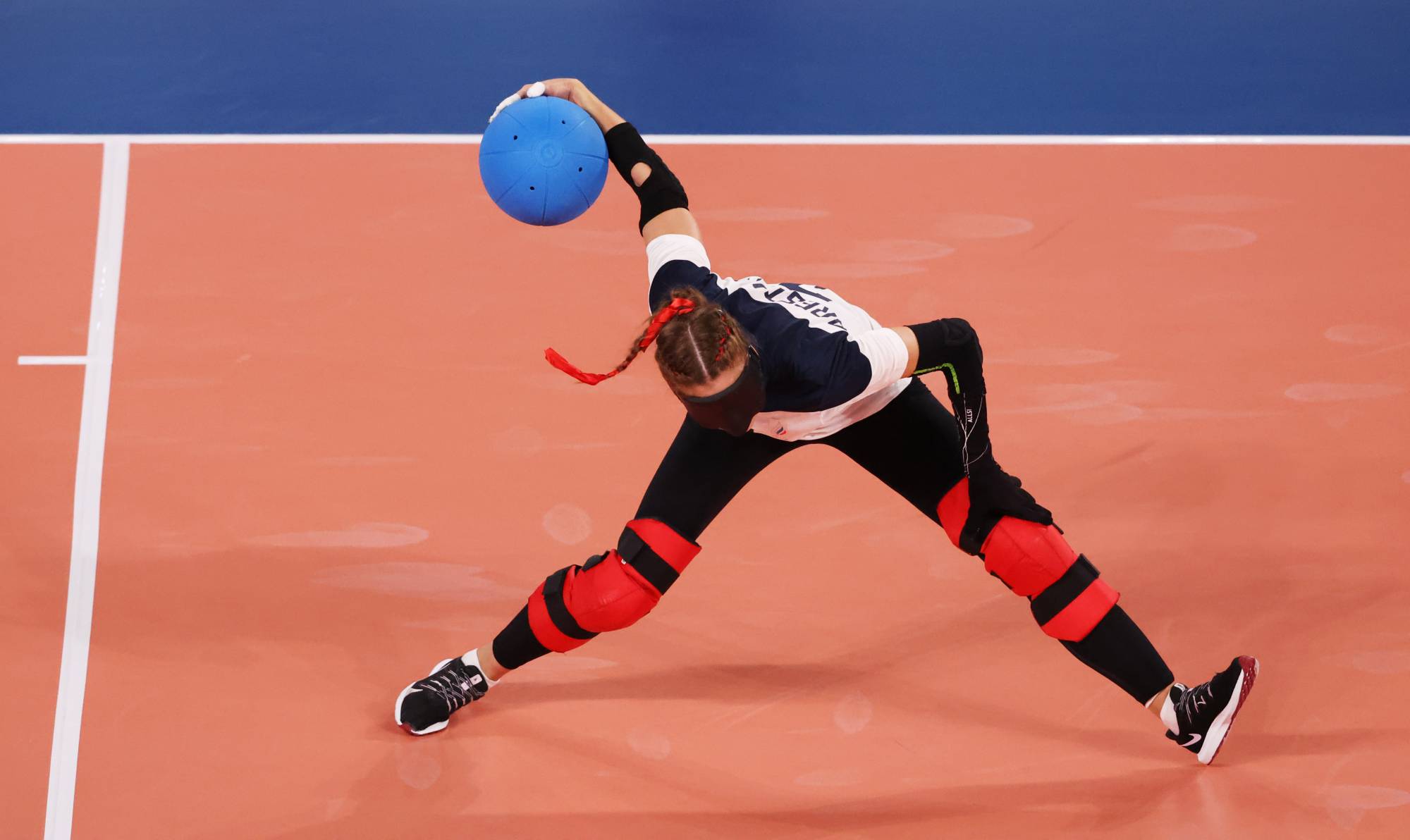 Irina Arestova of the Russian Paralympic Committee in action during a preliminary match of women's goalball | REUTERS
