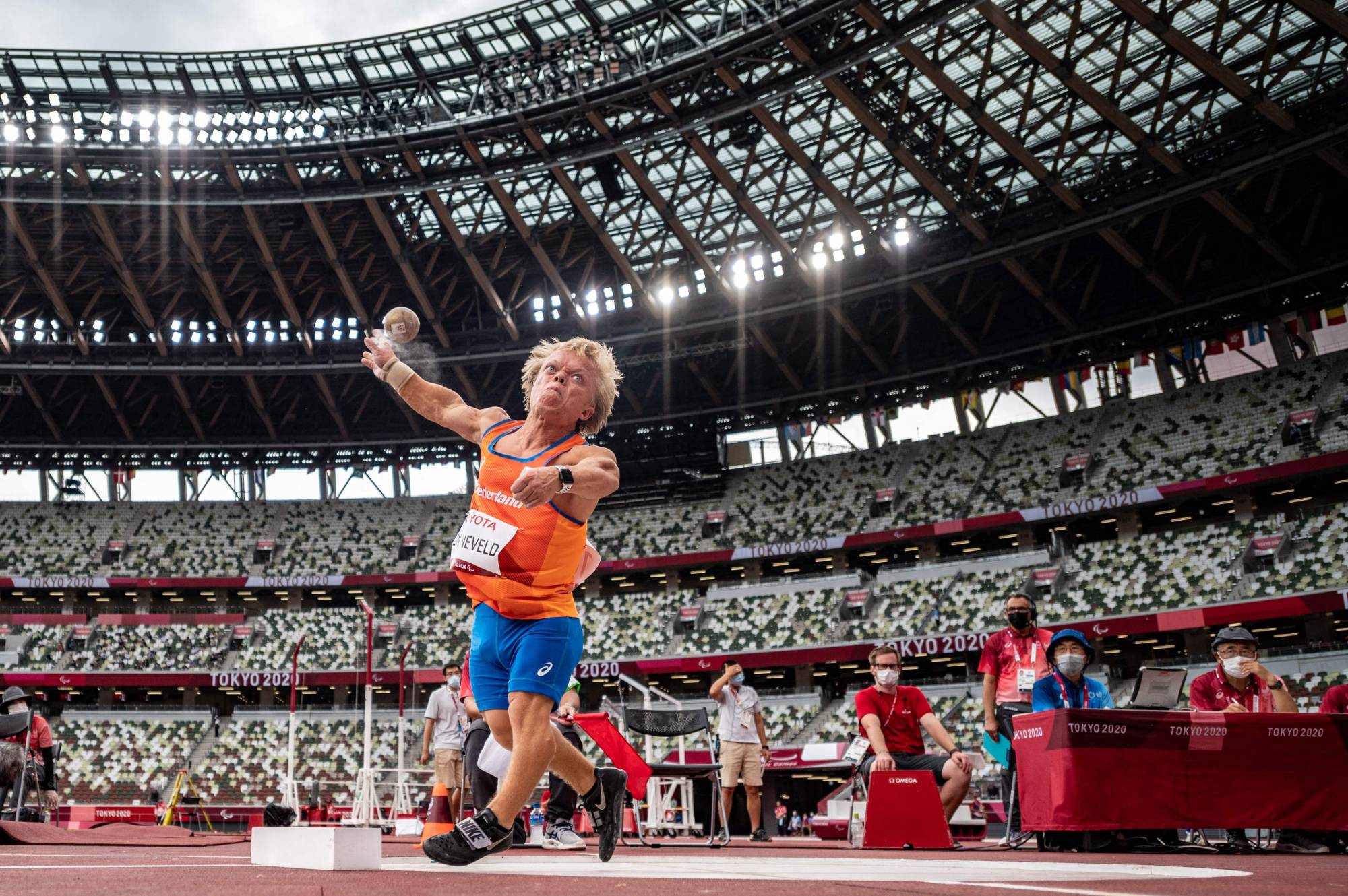 The Netherlands' Take Zonneveld competes in final of the the men's F40 shot put. | AFP-JIJI