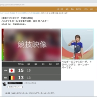 As Yuki Goto\'s character signs play-by-play of the game, a male character to her right explains fouls during stoppages in play. A volume meter to the left of the game feed shows viewers the level of excitement inside the venue. | NHK
