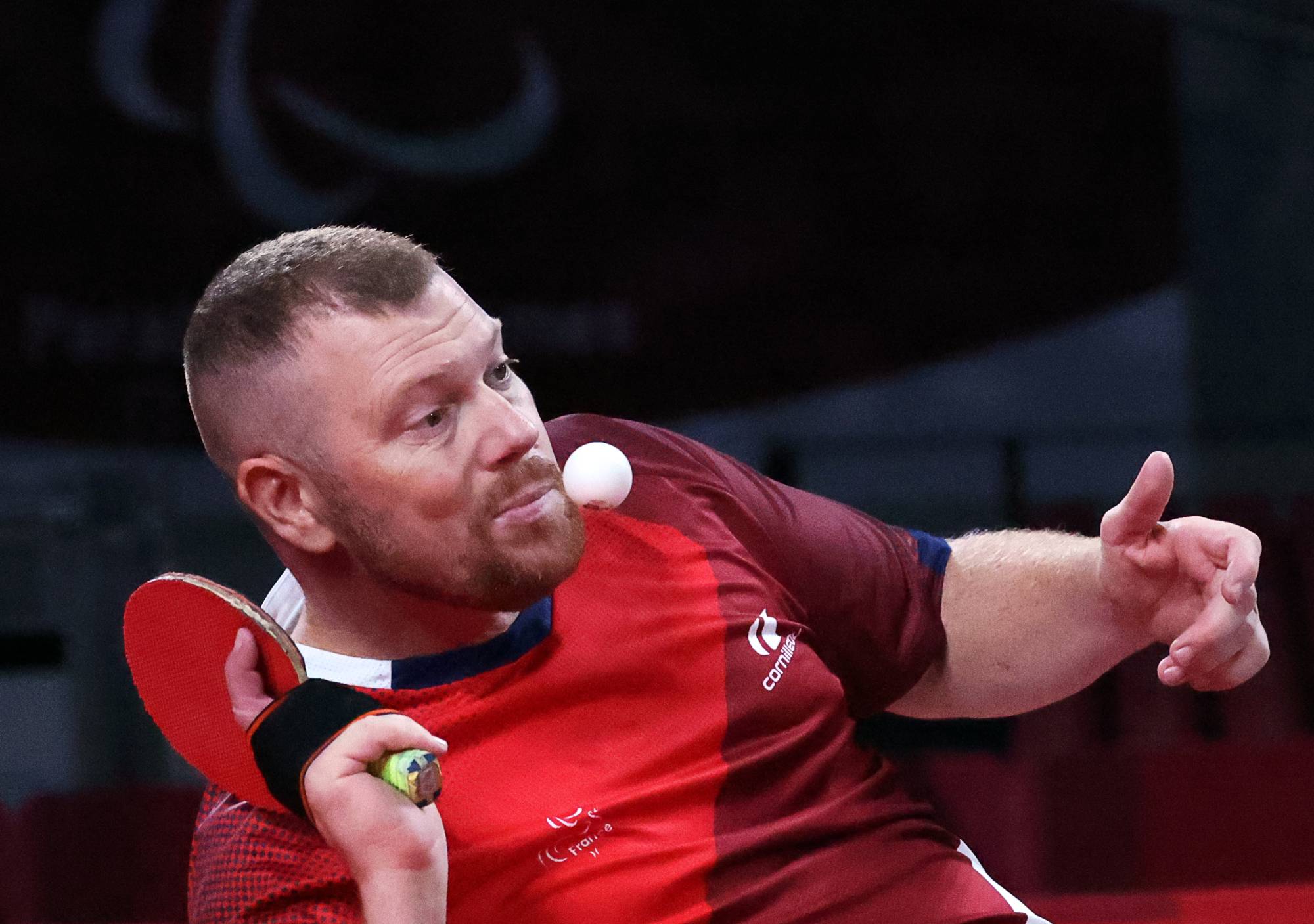 France's Fabien Lamirault in action in the gold medal match of the men's singles table tennis class 2 | REUTERS
