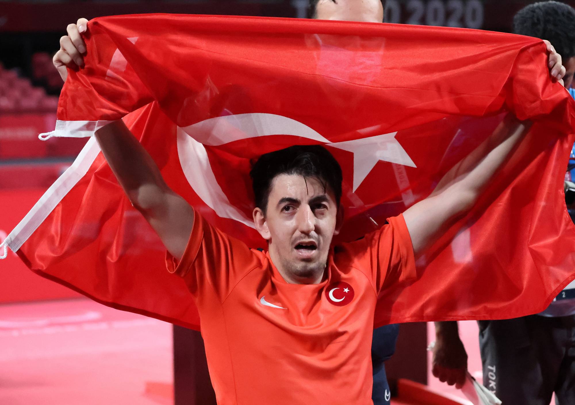 Turkey's Abdullah Ozturk celebrates winning the gold medal match against South Korea's Young-Gun Kim in men's singles table tennis class 4. | REUTERS