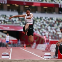 Afghan athlete Hossain Rasouli competes in the final of the men\'s T47 long jump at the 2020 Tokyo Paralympics on Tuesday. | REUTERS