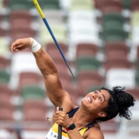 Brazil\'s Raissa Rocha Machado in action during the final of women\'s F56 javelin throw competition | AFP-JIJI