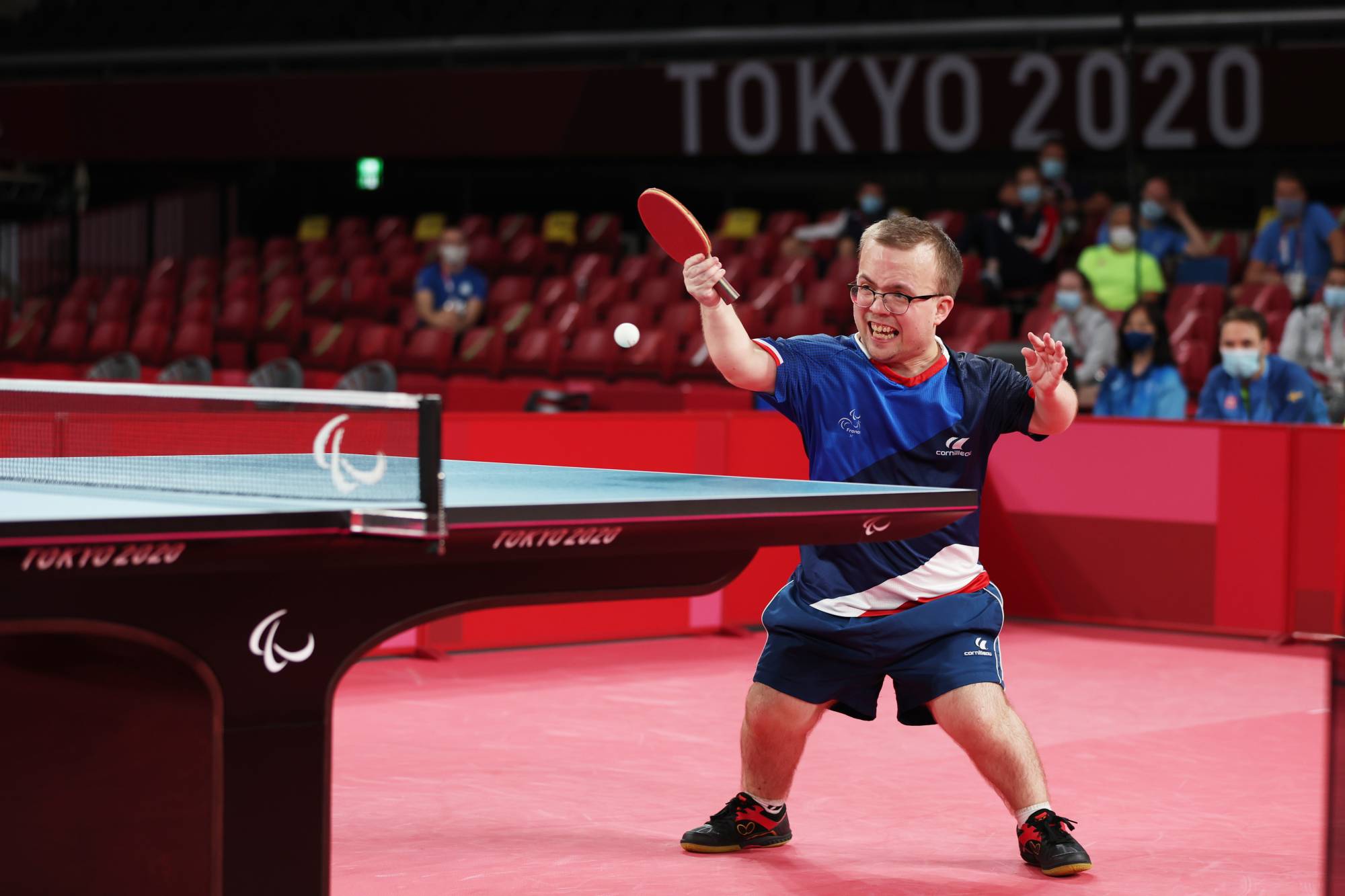 France's Thomas Bouvais in action during the singles quarterfinal match of table tennis class 8. | REUTERS