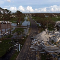 Damage in the city of Pointe-Aux-Chenes, Louisiana, on Monday after Hurricane Ida made landfall.  | AFP-JIJI