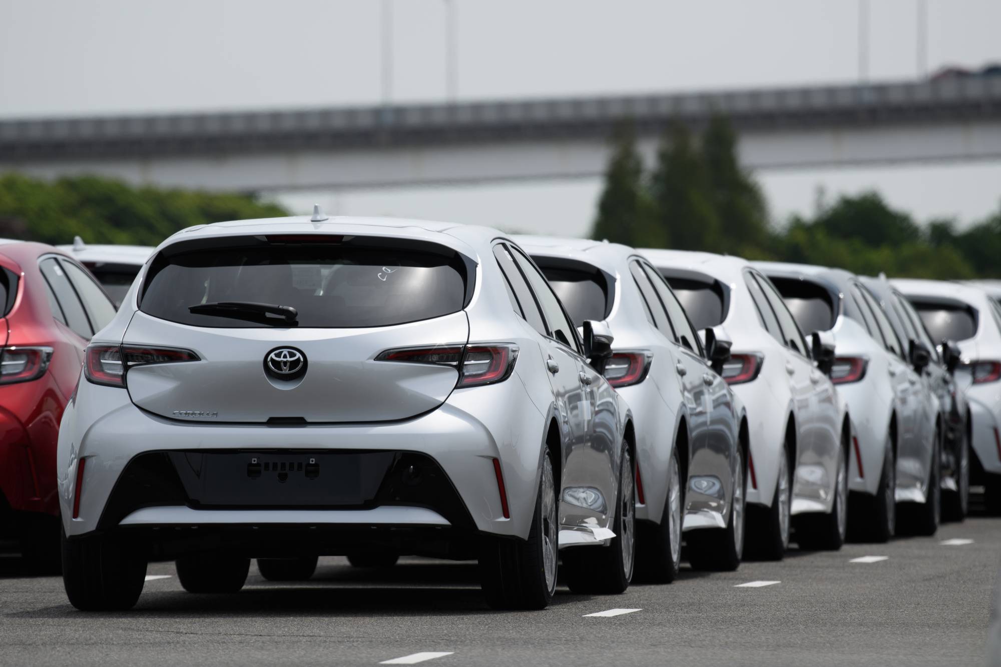 Toyota Motor Corp. Corolla vehicles bound for shipment at the Nagoya port last month | BLOOMBERG