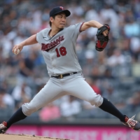 Minnesota Twins starting pitcher Kenta Maeda pitches against the New York Yankees on Aug. 21.  | USA TODAY / VIA REUTERS