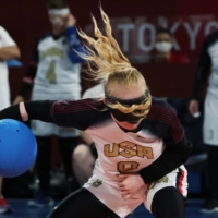 USA\'s Marybai Huking of the United States in action during the women\'s goalball against quarterfinal quarterfinal against the Russian Paralympic Committee | REUTERS