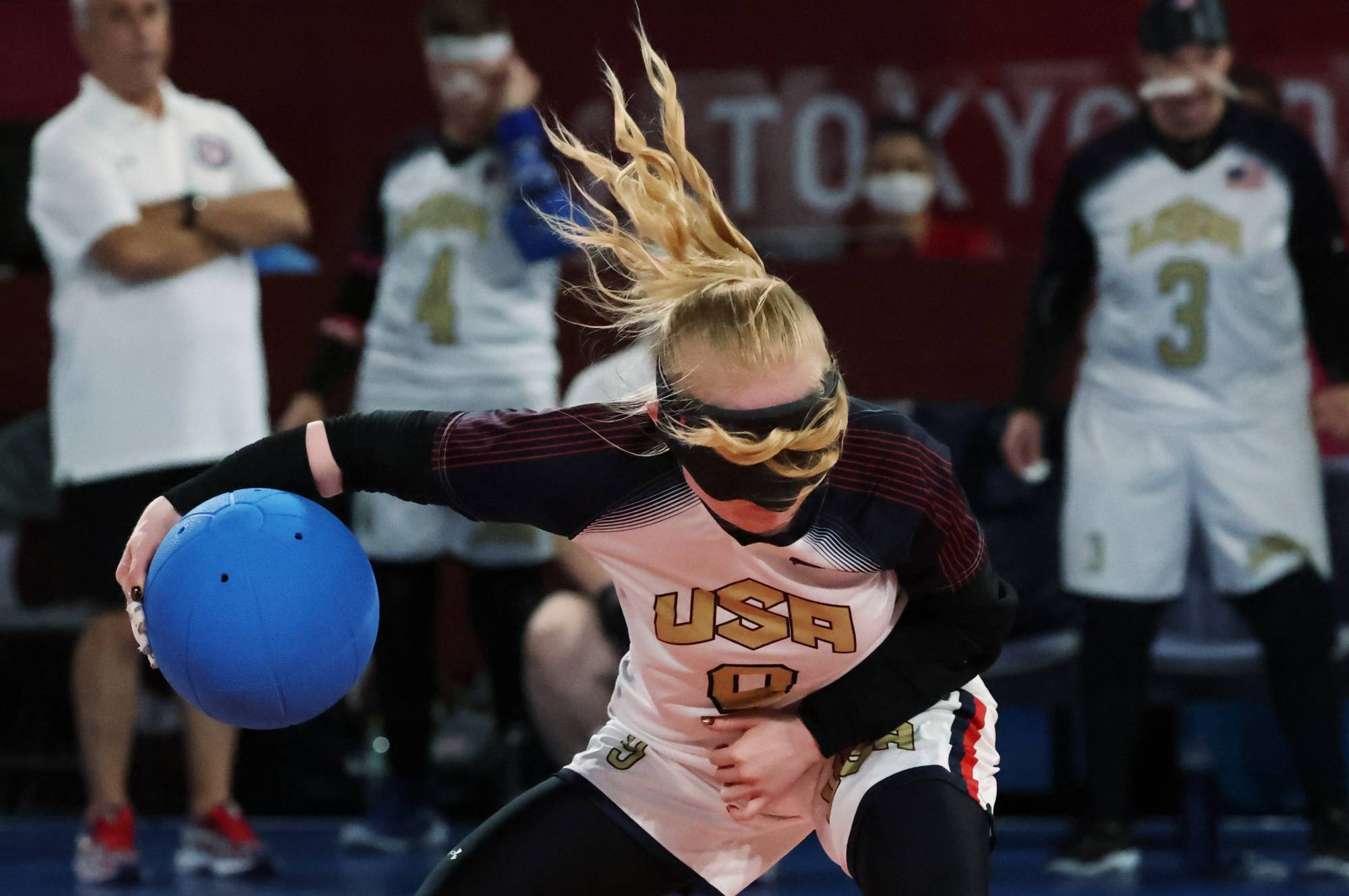 USA's Marybai Huking of the United States in action during the women's goalball against quarterfinal quarterfinal against the Russian Paralympic Committee | REUTERS