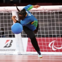 Brazil\'s Jessica Gomes in action during her team\'s quarterfinal match against China in women\'s goalball. | REUTERS