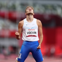 The Russian Paralympic Committee\'s Andrei Vdovin celebrates after winning gold and setting a new world record in the men\'s T37 400-meters. | REUTERS