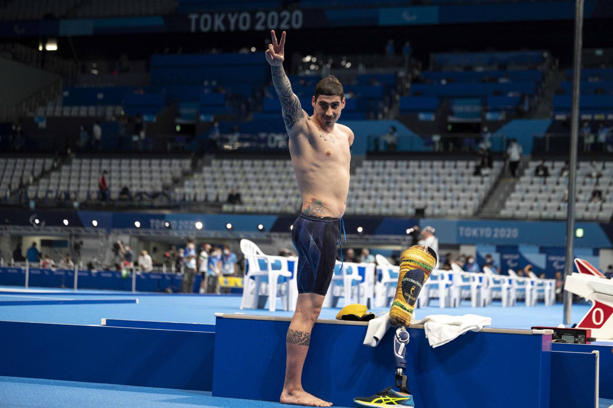 Brazil's Talisson Henrique Glock after winning the men's S6 400-meter freestyle | AFP-JIJI