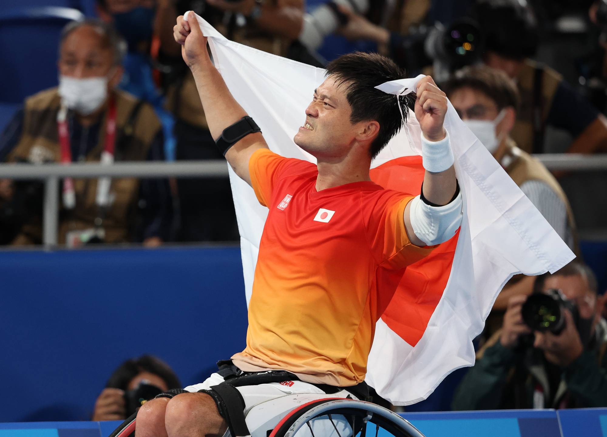 Japan's Shingo Kunieda celebrates after winning gold over Tom Egberink of the Netherlands.  | REUTERS