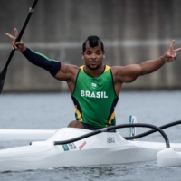Brazil\'s Giovane Vieira de Paula reacts after competing in the final A of the canoe sprint men\'s va\'a single 200 meters (VL3). | AFP-JIJI