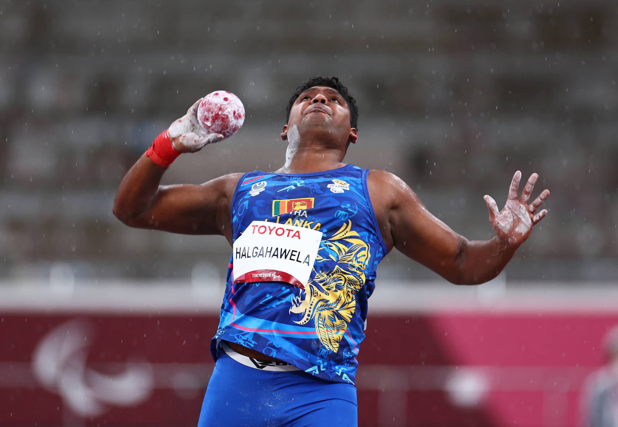 Palitha Halgahawela of Sri Lanka in action in the men's F63 shot put | REUTERS
