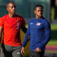 American sprinter David Brown (left) wants his accomplishments on the track — and not his blindness — to inspire others. | CHANG W. LEE / THE NEW YORK TIMES