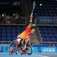 Japan\'s Shingo Kunieda in action during the gold medal match of men\'s wheelchair tennis | REUTERS