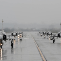 Taiwan Air Force Mirage-2000 fighter jets taxi during military drills in Hsinchu, Taiwan, in January 2019.  | REUTERS