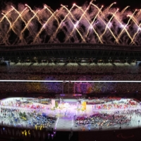 Fireworks go off during the Tokyo Paralympic closing ceremony at National Stadium on Sunday. | KYODO
