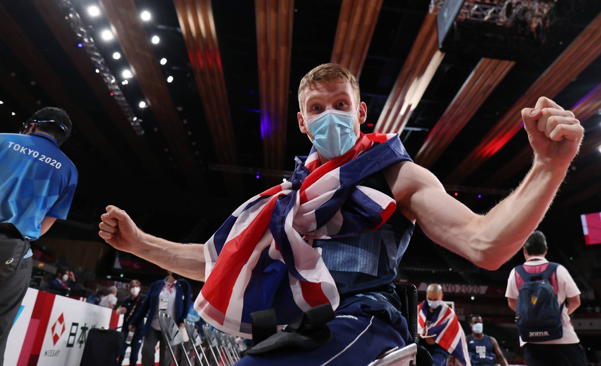 Britain's Ben Fox celebrates after his team wins the men's wheelchair basketball against Spain in the bronze medal match. | REUTERS