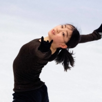Rika Kihira trains ahead of the World Figure Skating Championships on March 22 in Stockholm. | TT NEWS AGENCY / VIA REUTERS
