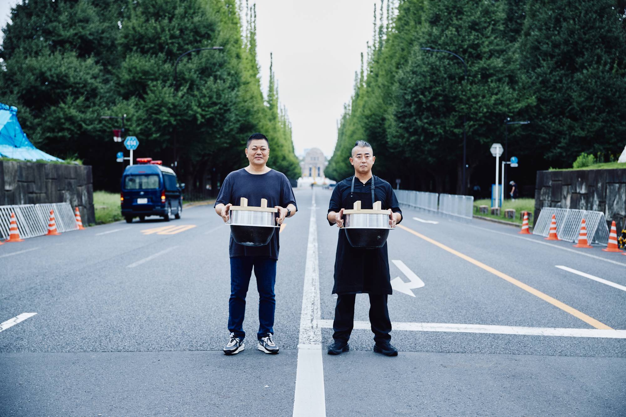 Yoshihiro Narisawa (left) and Hisato Hamada launched Onigiri for Love as a way to support rural producers and give back to Japan’s health care workers. | COURTESY OF NARISAWA AND WAGYUMAFIA