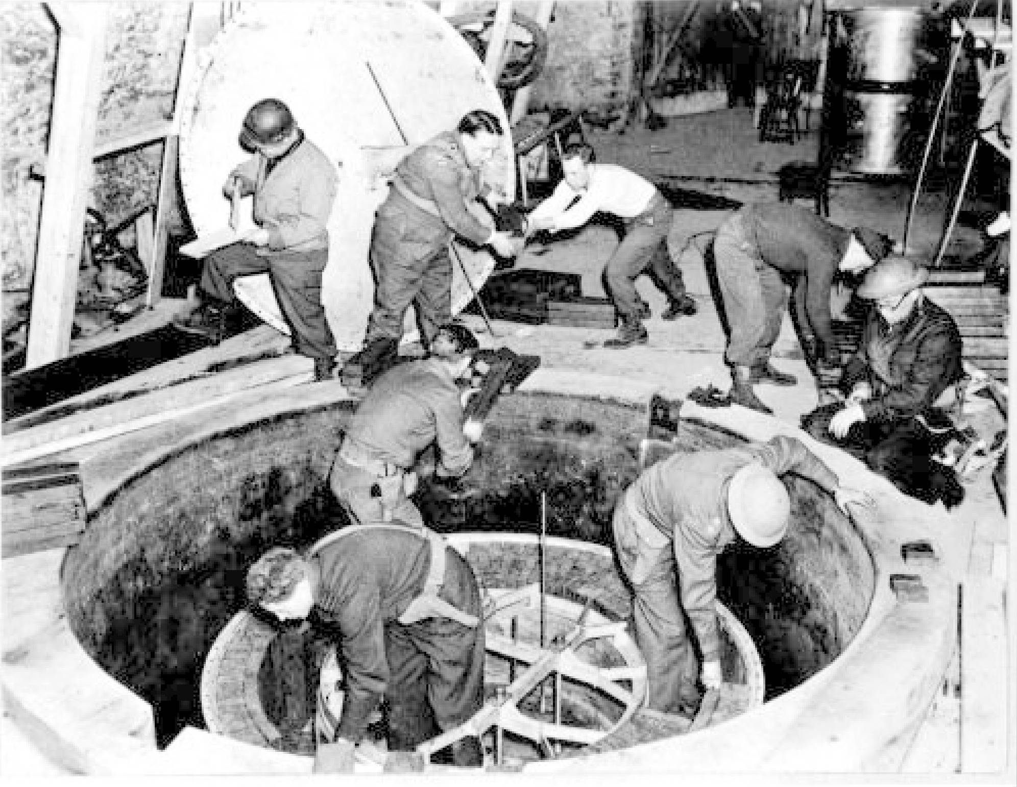 A photo provided by the Brookhaven National Laboratory shows the dismantling of the German experimental nuclear pile at Haigerloch, southwest of Stuttgart, in April 1945. Scientists at the Pacific Northwest National Laboratory and the University of Maryland are working to determine whether three uranium cubes they have in their possession were produced by Germany's failed nuclear program during World War II. | David Irving / Brookhaven National Laboratory / Emilio Segrè Visual Archives / via The New York Times