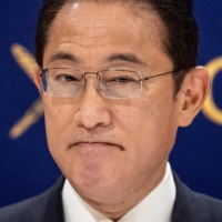 Former Foreign Minister Fumio Kishida of the Liberal Democratic Party attends a news conference at the Foreign Correspondents\' Club of Japan in Tokyo on Monday. | AFP-JIJI