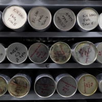Ice core samples from a glacier are kept in a minus 30-degree freezer at the Byrd Polar and Climate Research Center in Columbus, Ohio, on Jan. 15. | REUTERS