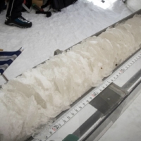 An ice core closest to the bedrock on Monte Rosa at about 82 meters of depth in June 2021 | COURTESY OF ENRICO COSTA FOR CA\' FOSCARI UNIVERSITY OF VENICE / VIA REUTERS
