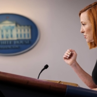 White House press secretary Jen Psaki holds a news briefing in Washington on Wednesday. | REUTERS