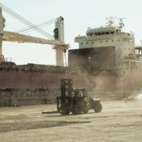 A freighter in the dockyard at the Port of Detroit on Sept. 27 | BLOOMBERG
