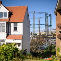The framework of a disused storage tank at a former gasworks in Brighton.  | GETTY IMAGES / VIA BLOOMBERG 